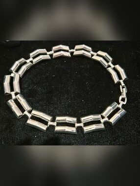 Vintage Machine Age Retro Era Tank Thread Link Necklace ( Rare Find )